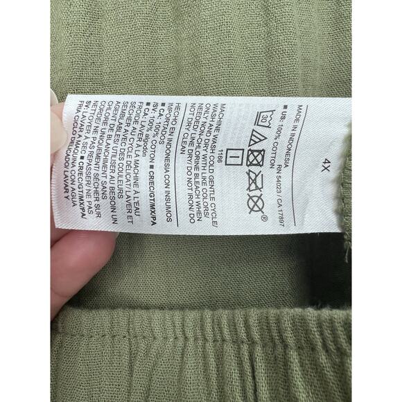Old Navy High-Waisted Crinkle Gauze Super Wide-Leg Pants Size 4X Olive Green - Picture 7 of 11